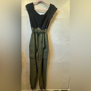 Almost Famous Black and Olive Jumpsuit